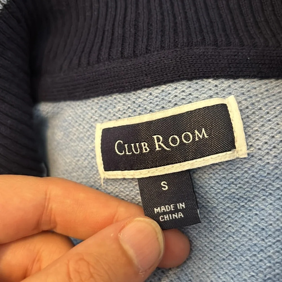 Club Room men’s blue quarter zip knit sweater size small - Picture 7 of 8
